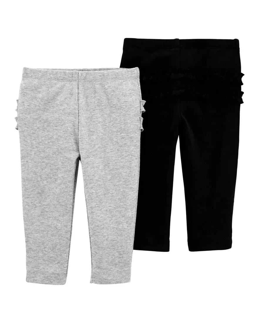 Kit calça bebê 2 peças babados multicor