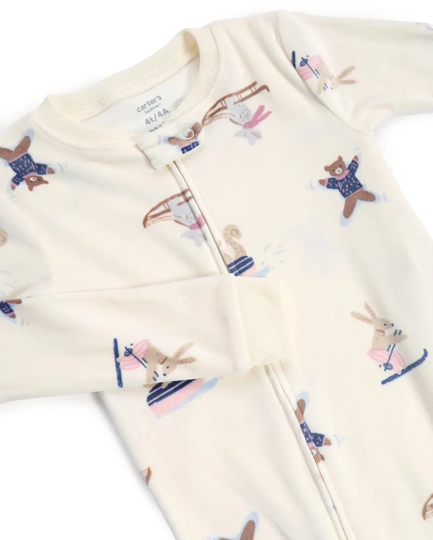 Outra vista de Macacão pijama infantil em plush bichinhos - bege