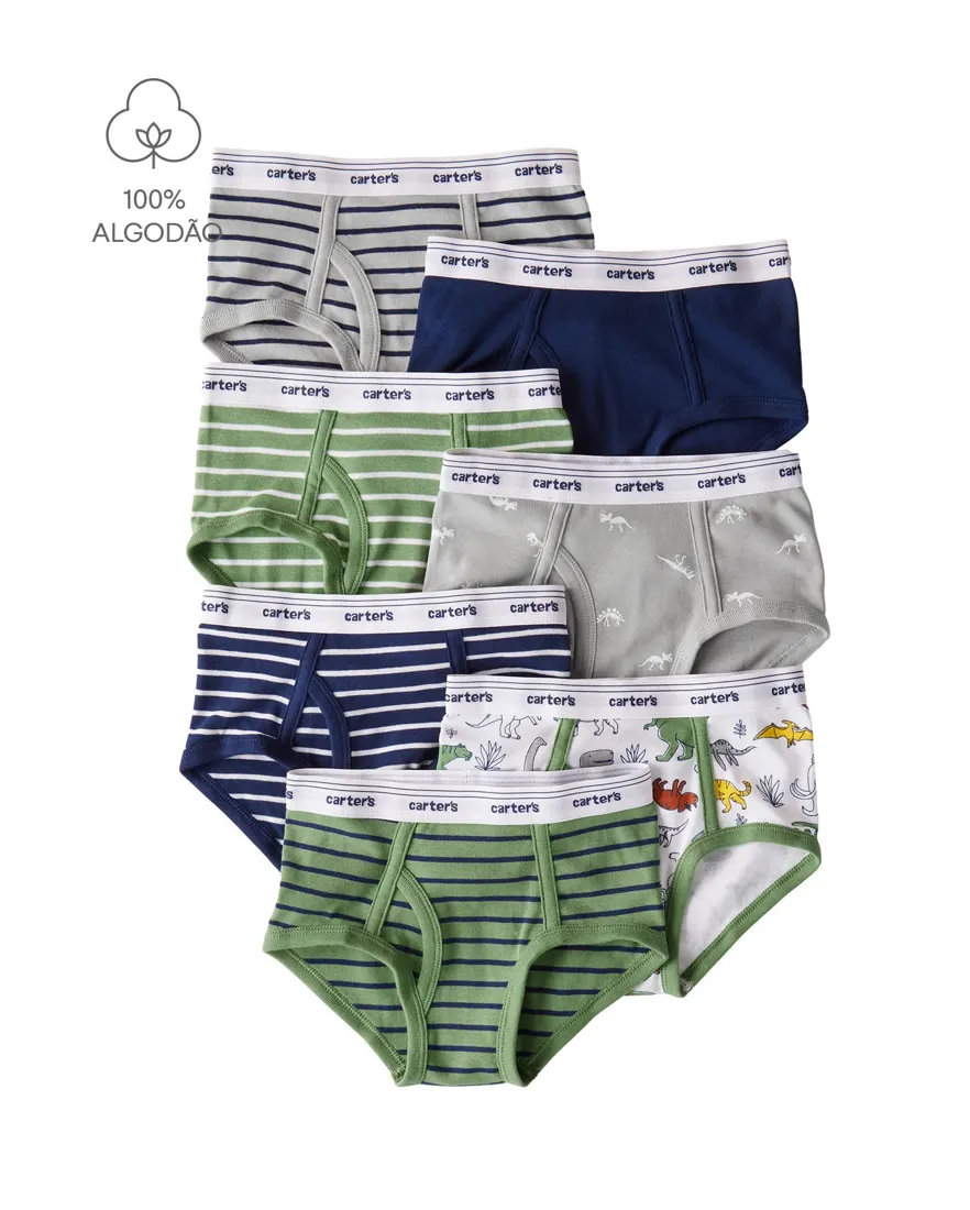 Kit cueca infantil slip 7 peças variadas - multicor