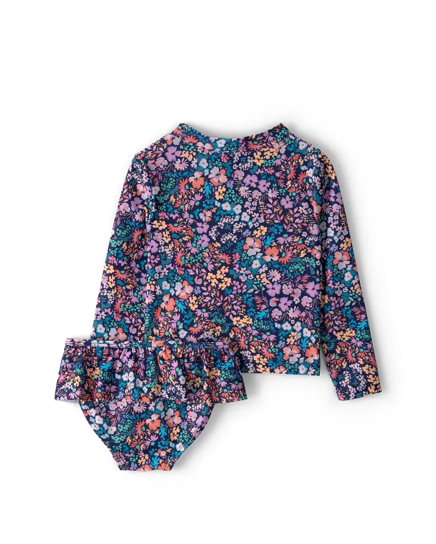 Conjunto de praia infantil menina floral UV 50+ - Multicor