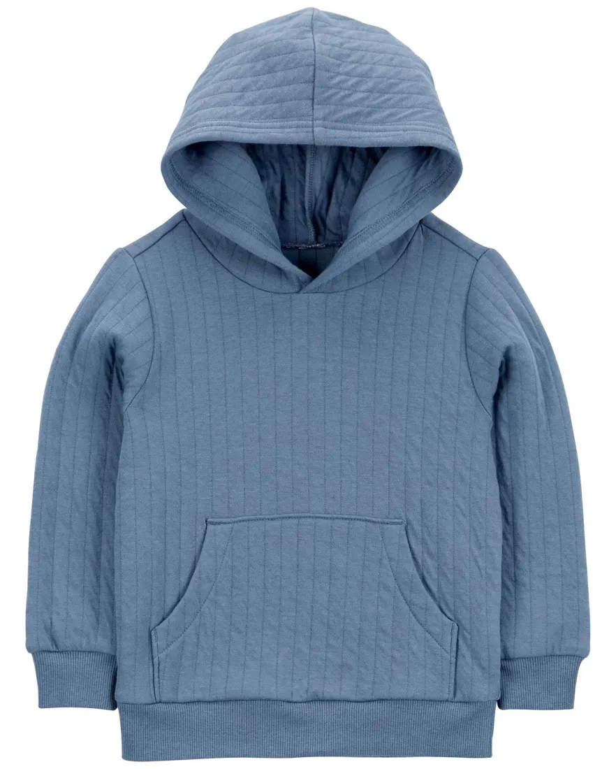 Blusa de moletom infantil com capuz e bolso canguru azul