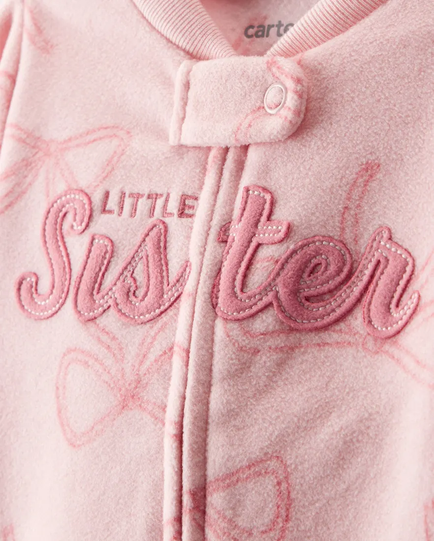 Outra vista de Macacão bebê em fleece little sister - rosa
