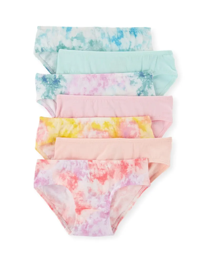 Kit calcinha infantil 7 peças tie-dye multicor