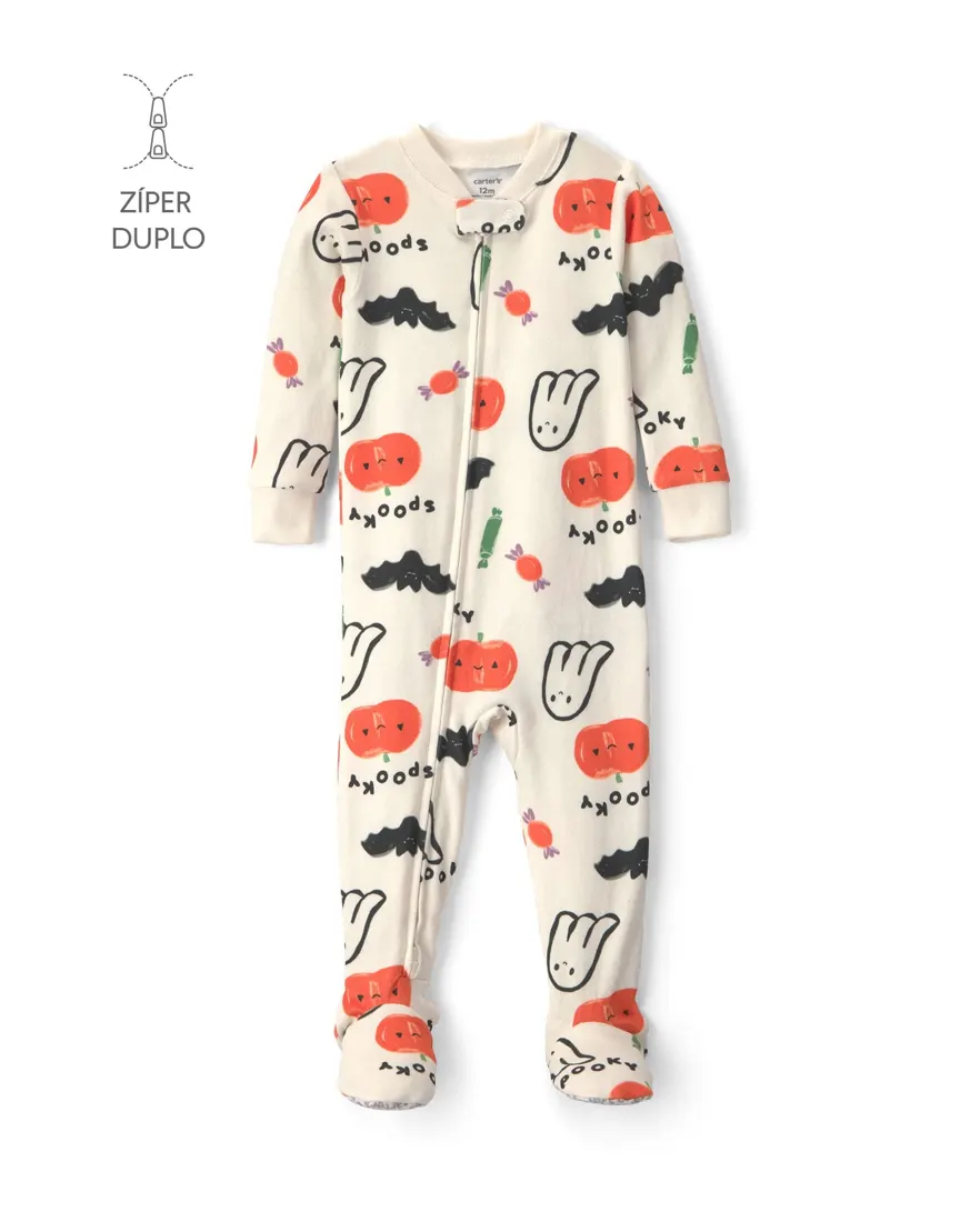 Macacão pijama bebê menino Halloween - Bege