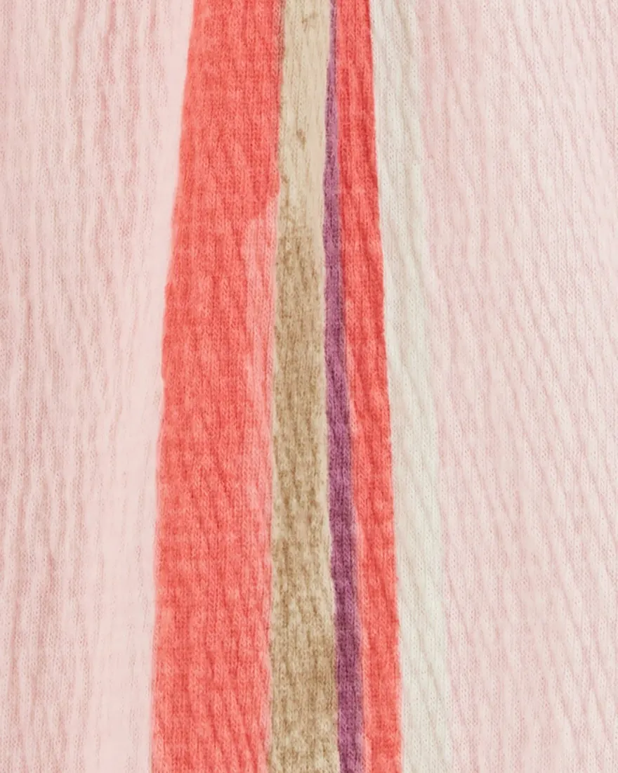 Outra vista de Vestido infantil evasê listrado rosa