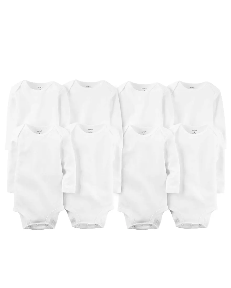 Outra vista de Kit body bebê 8 peças manga longa branco