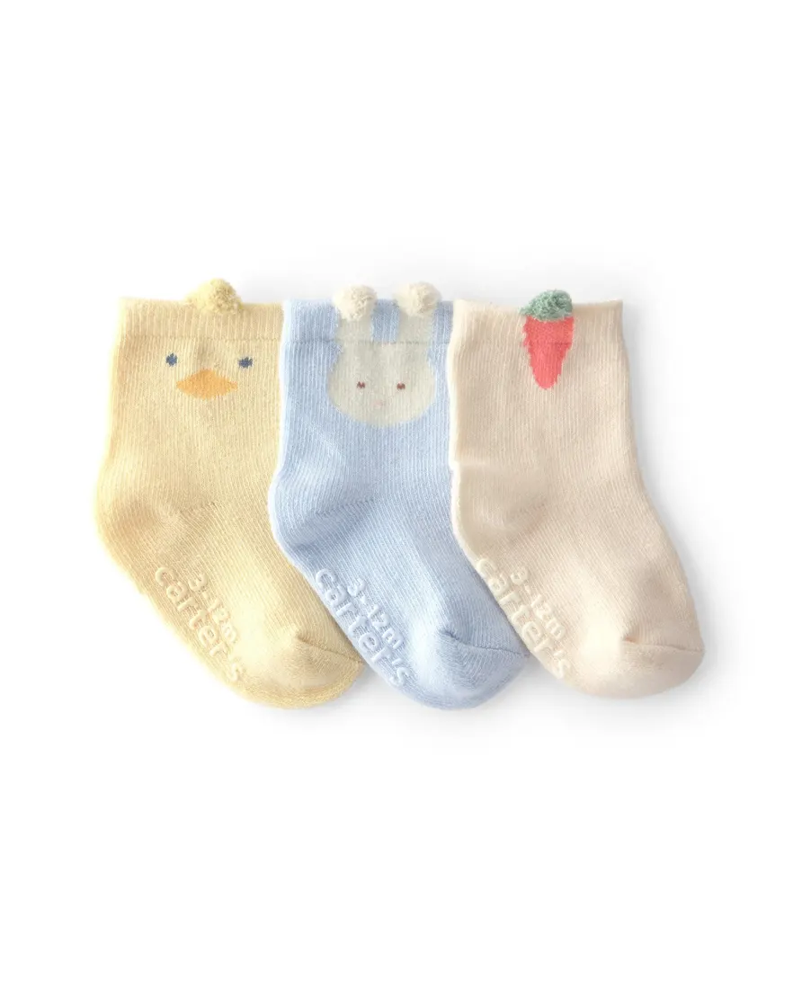 Kit meias bebê 3 pares bichinhos - Multicor