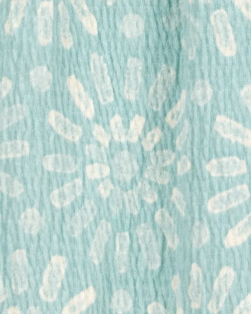 Outra vista de Vestido infantil evasê texturizado floral azul
