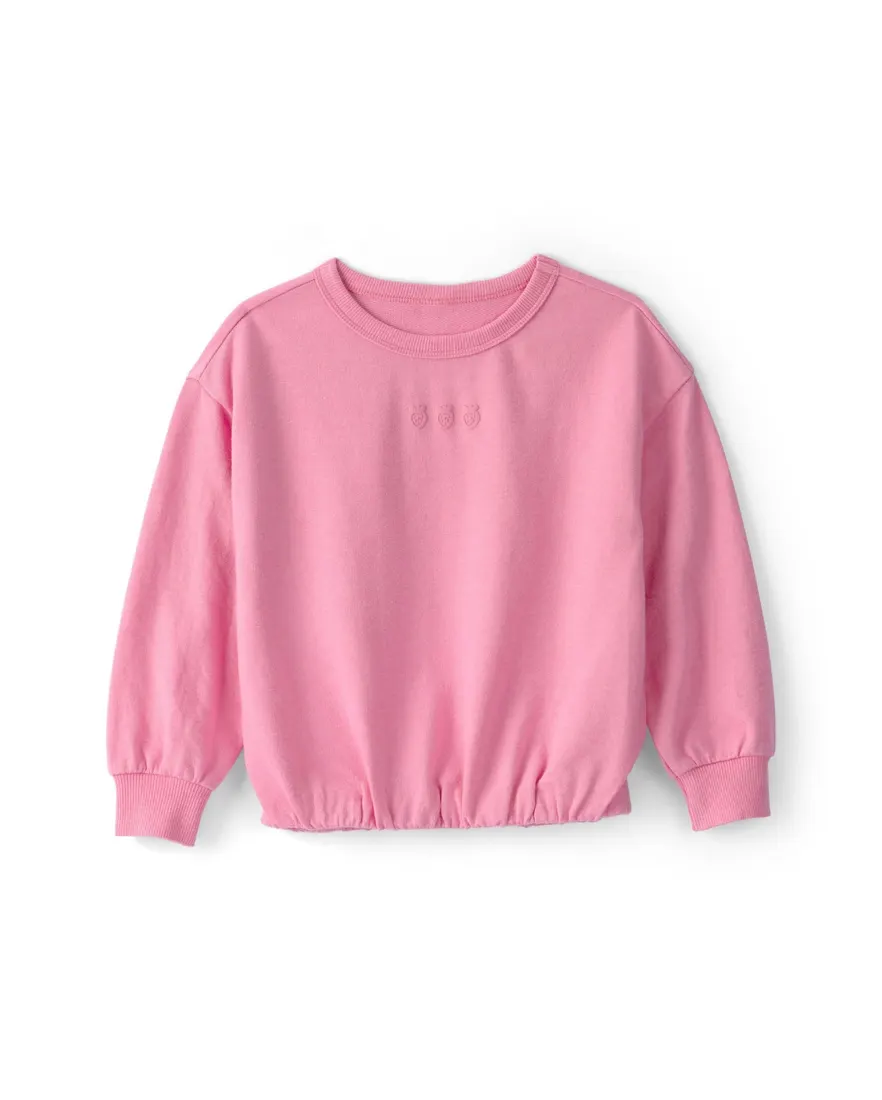 Blusa de moletom infantil com bordado - Rosa