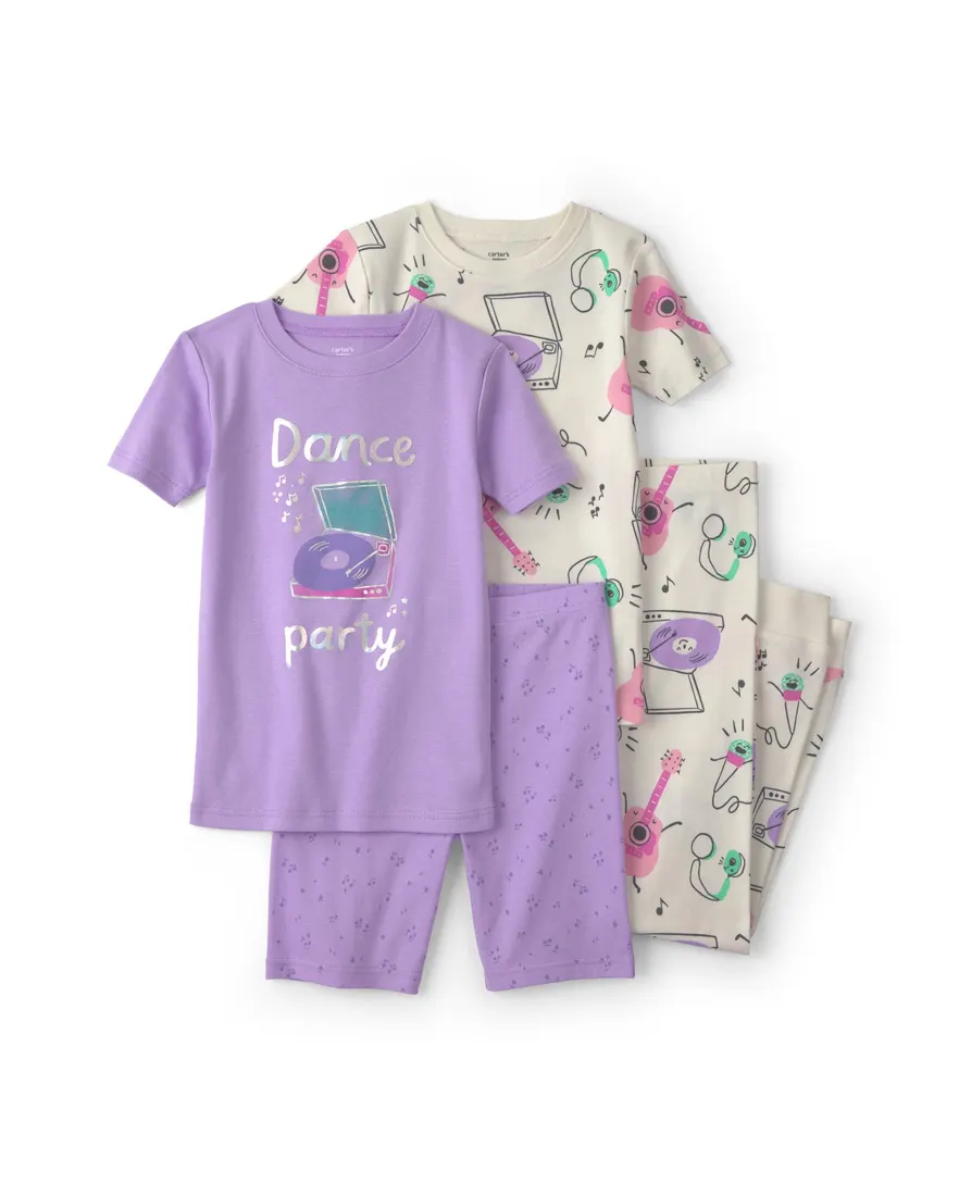 Pijama infantil 4 peças estampado - Multicor
