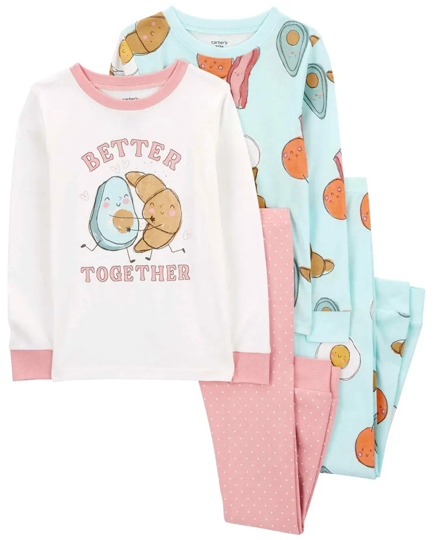 Pijama longo infantil 4 peças better together multicor