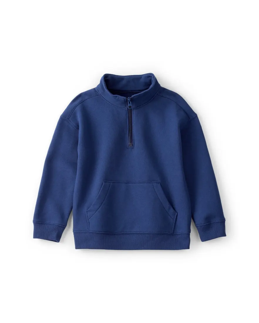Blusa de moletom infantil gola alta canguru - azul