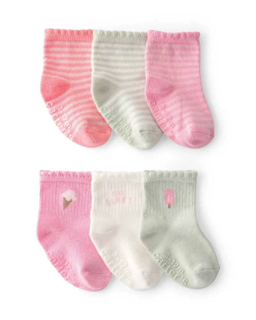 Kit meia bebê 6 pares listrado - Multicor