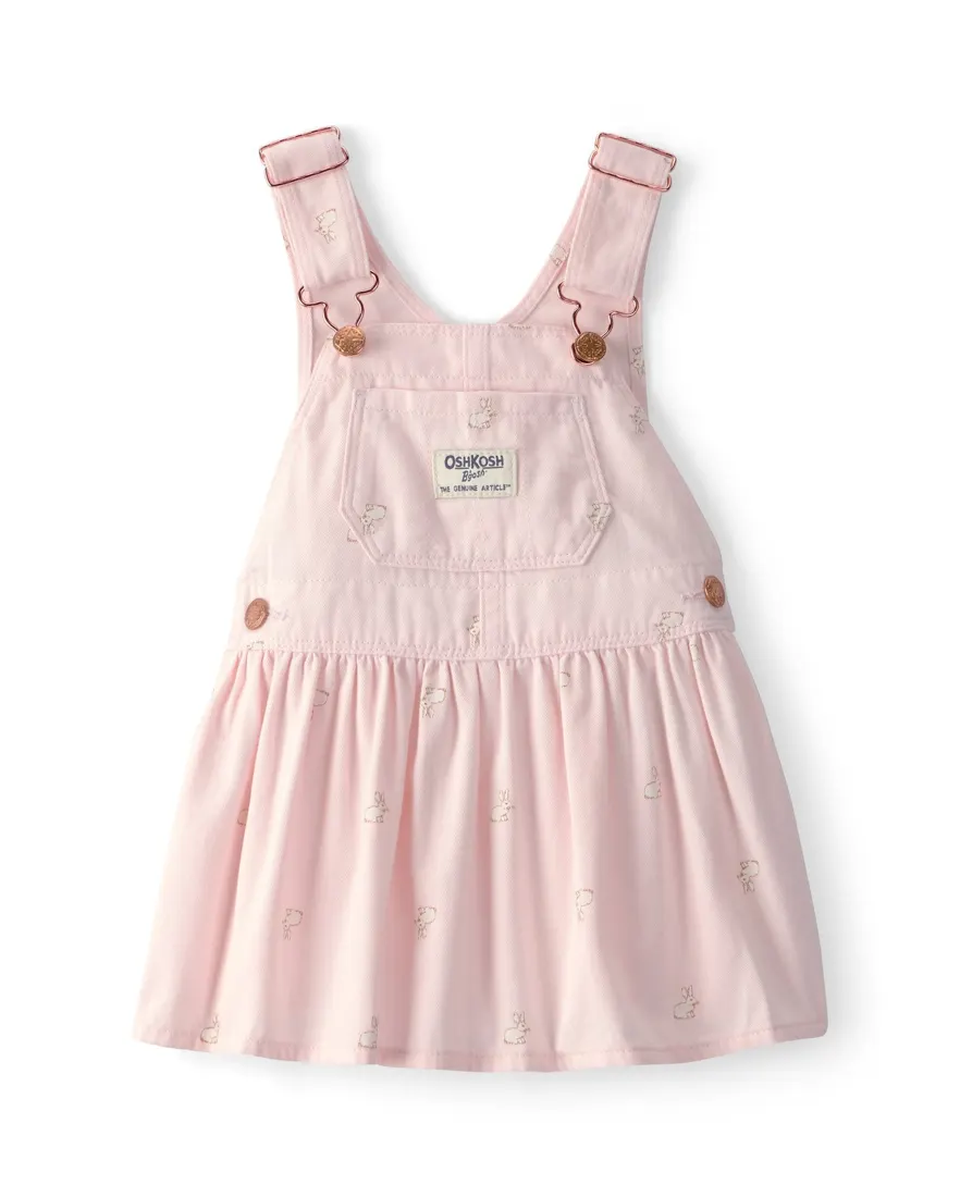 Salopete de sarja bebê coelhinhos - rosa