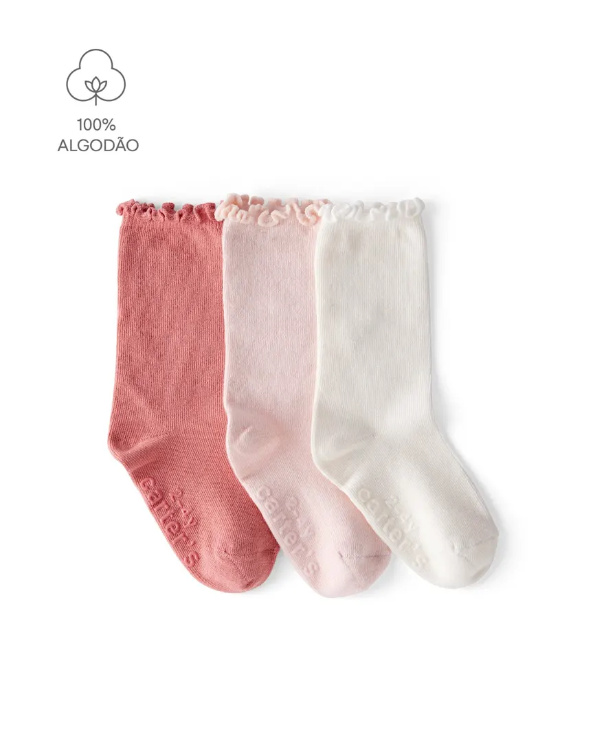 Kit meia infantil 3 pares em ripple - multicor