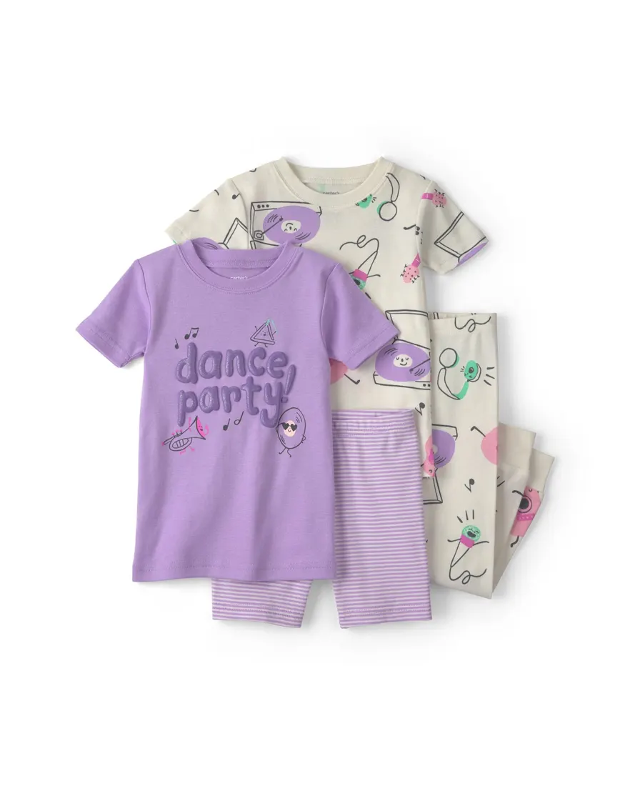 Pijama infantil 4 peças estampado - Multicor