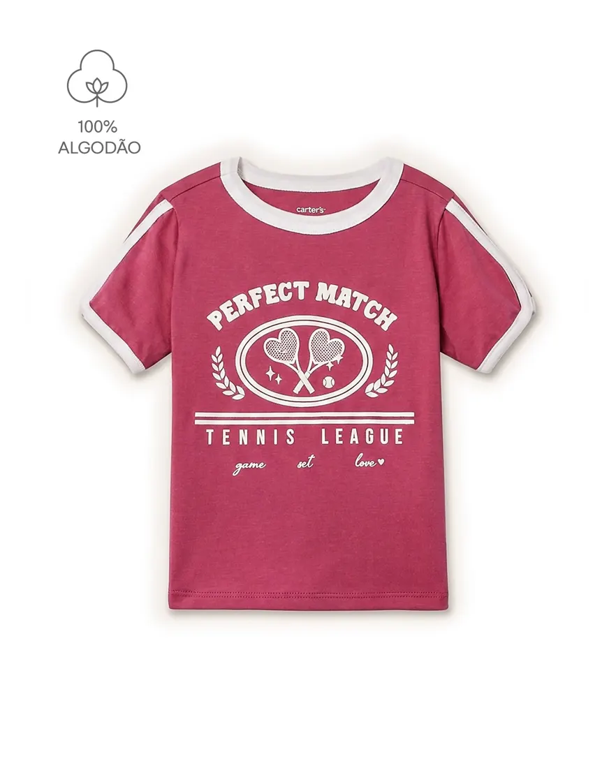 Camiseta infantil menina em algodão estampada