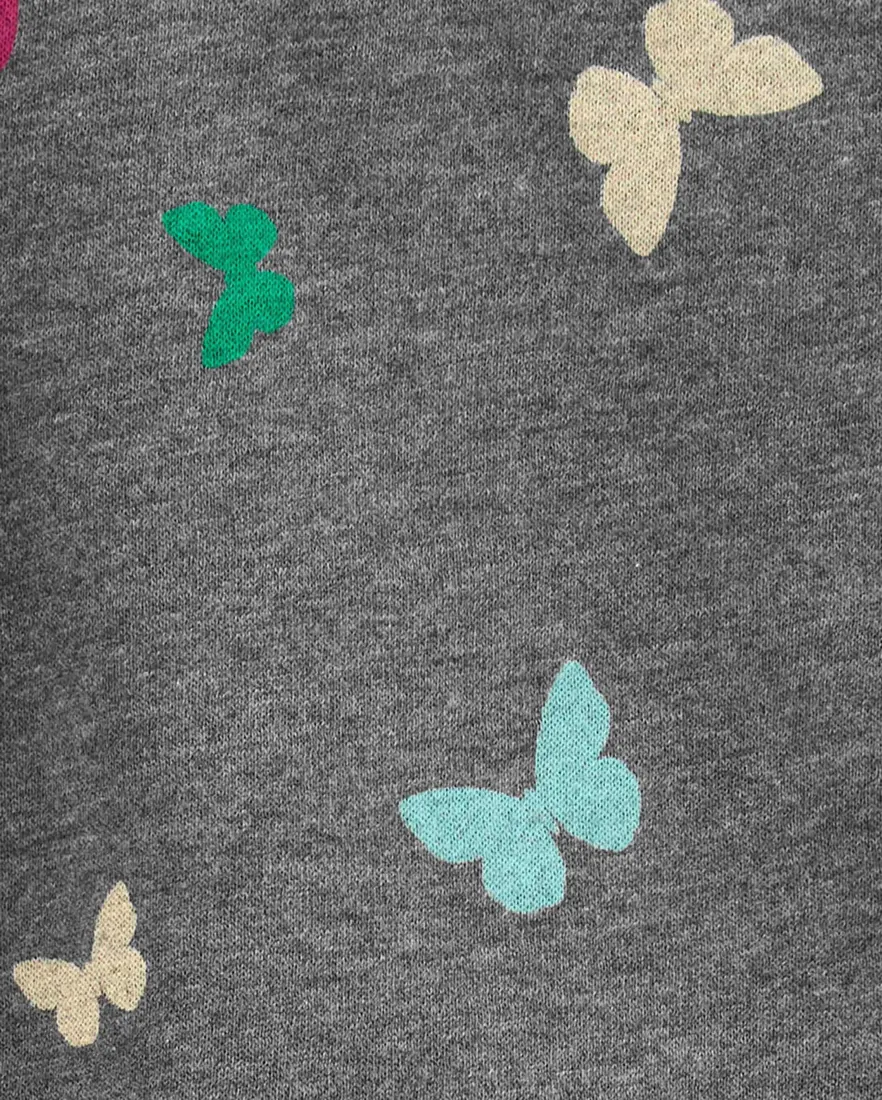 Outra vista de Blusa de moletom bebê peluciada borboletas cinza