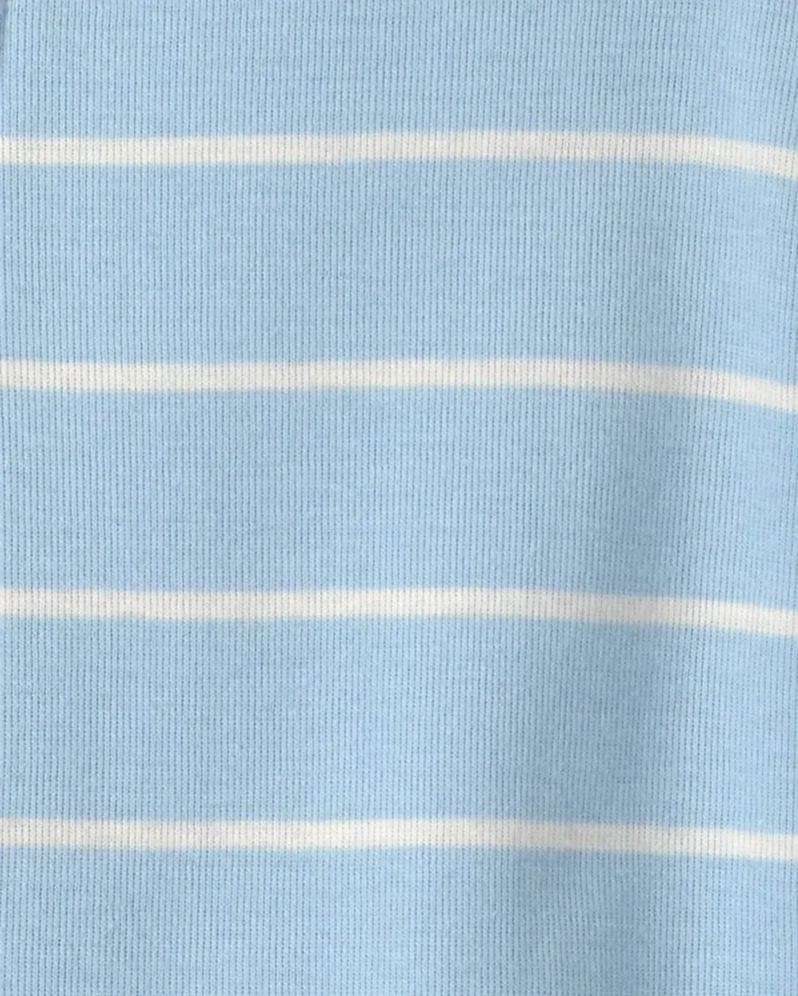 Outra vista de Pijama macacão infantil com pé listrado - Azul