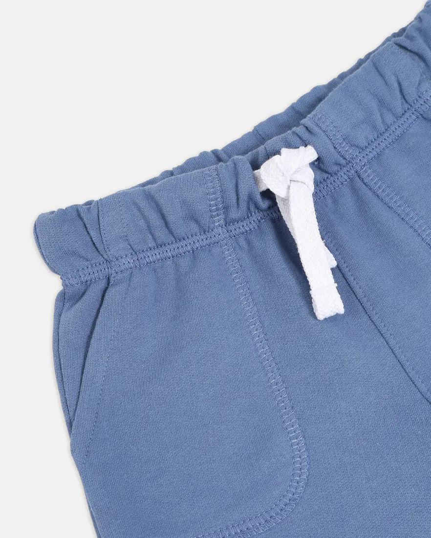 Outra vista de Bermuda com elástico infantil menino em moletom - Azul Escuro