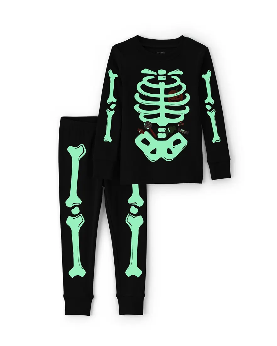 Outra vista de Pijama longo infantil menino 2 peças Halloween - Preto