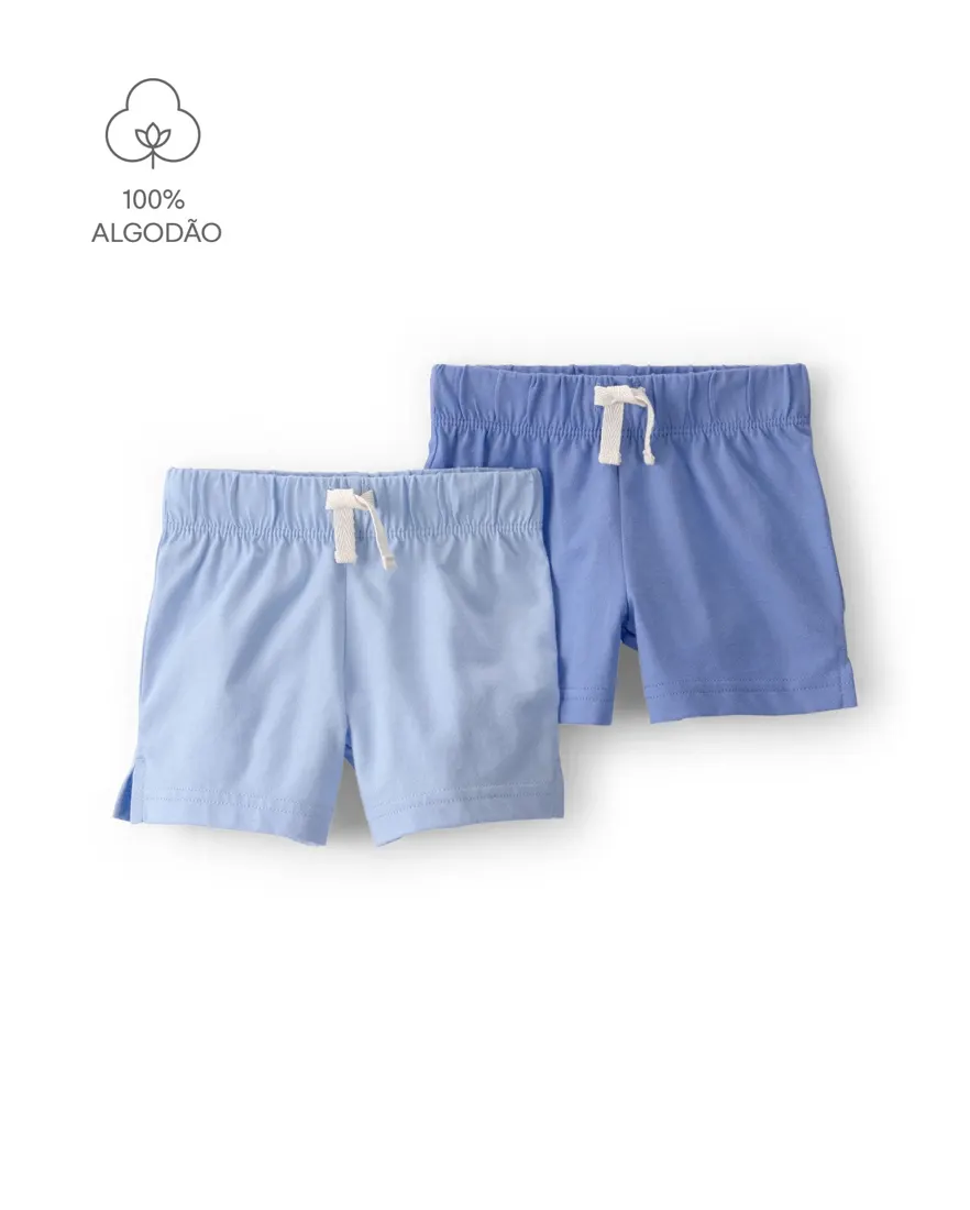 Kit short bebê 2 peças - Azul
