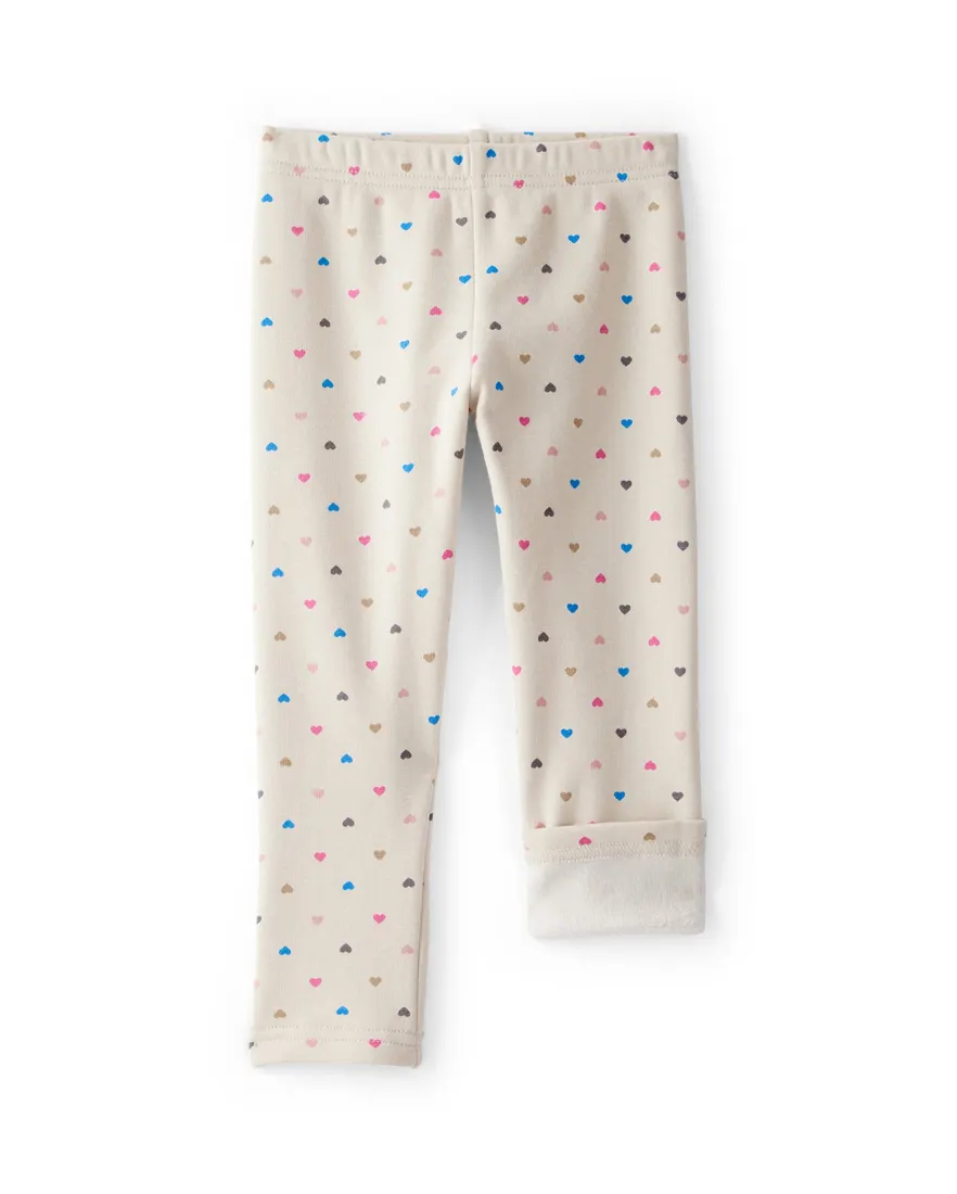 Outra vista de Calça legging infantil peluciada corações - bege