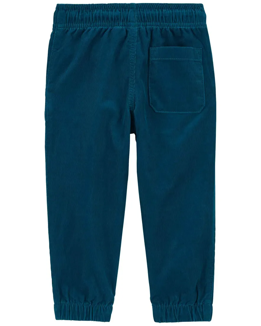 Outra vista de Calça infantil jogger veludo cotelê azul