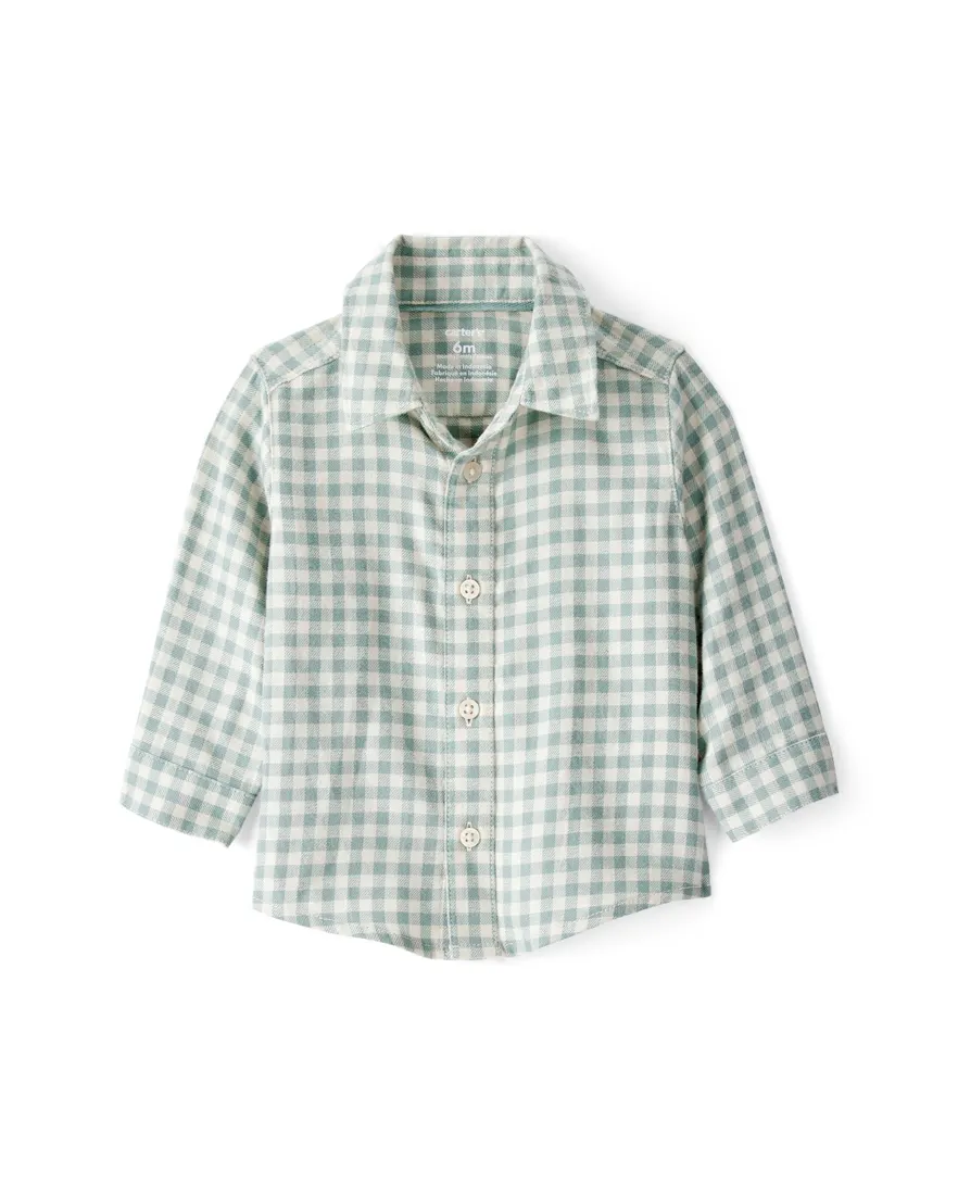 Outra vista de Jardineira jeans bebê com bolsos e camisa xadrez - multicor
