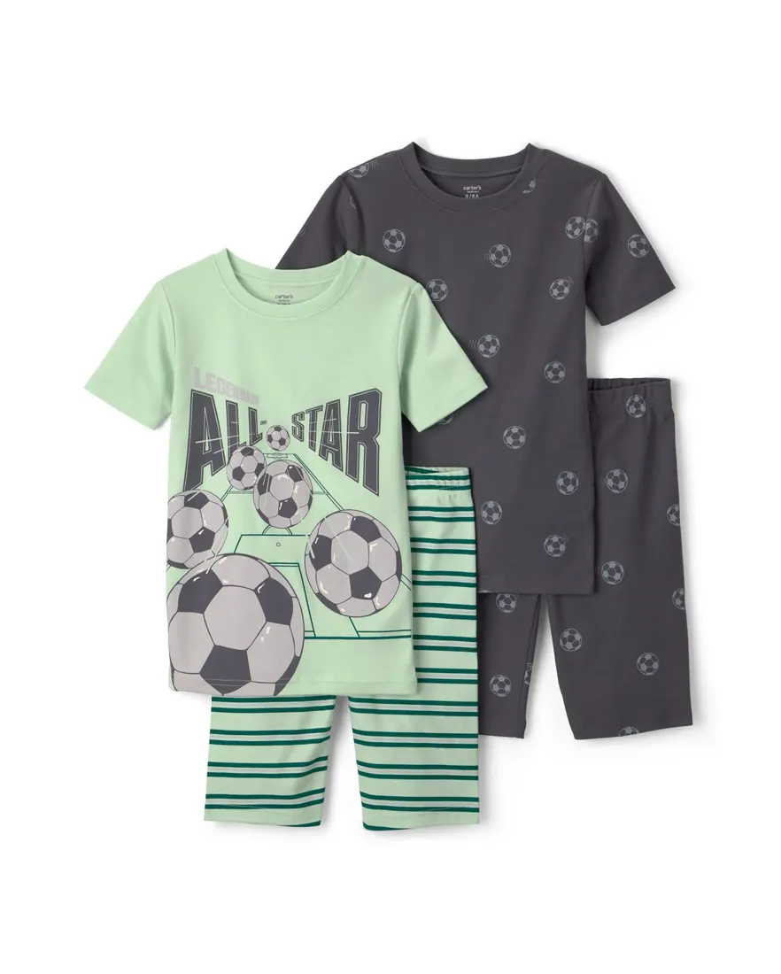 Pijama curto infantil 4 peças estampado - Multicor