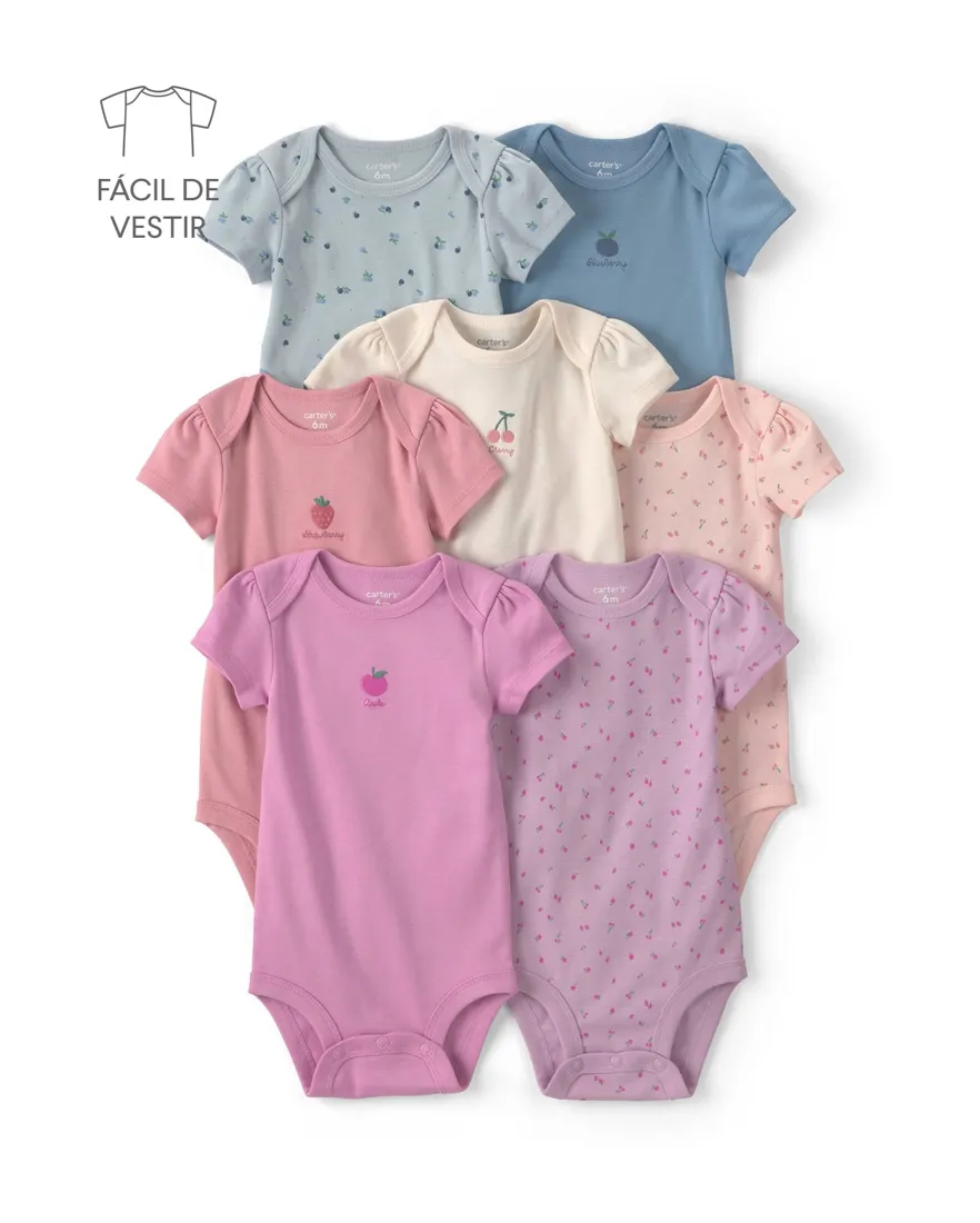 Kit body bebê 7 peças frutinhas e floral - multicor