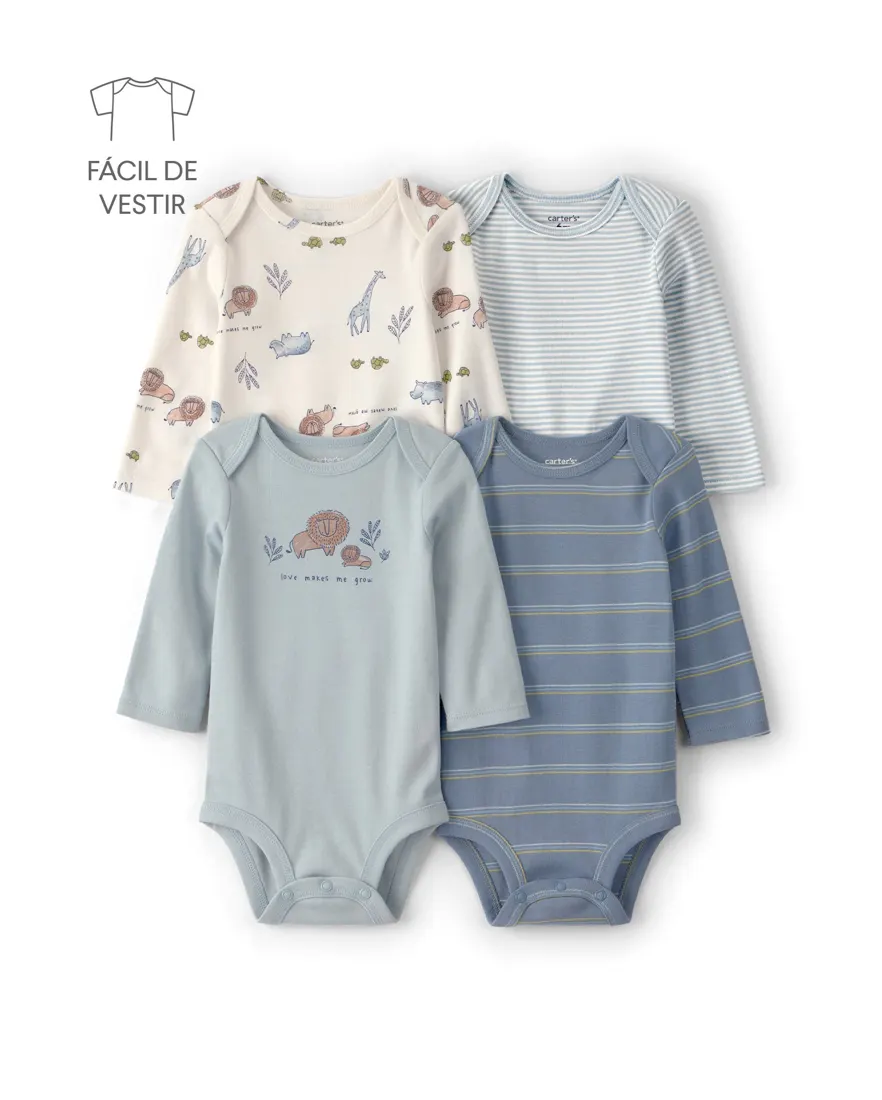 Kit body bebê 4 peças selva - multicor