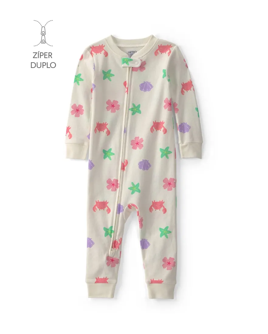 Pijama macacão bebê estampado - Multicor