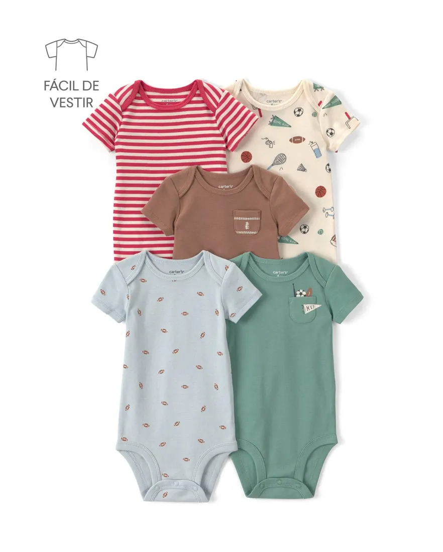 Kit body bebê 5 peças estampado - Multicor