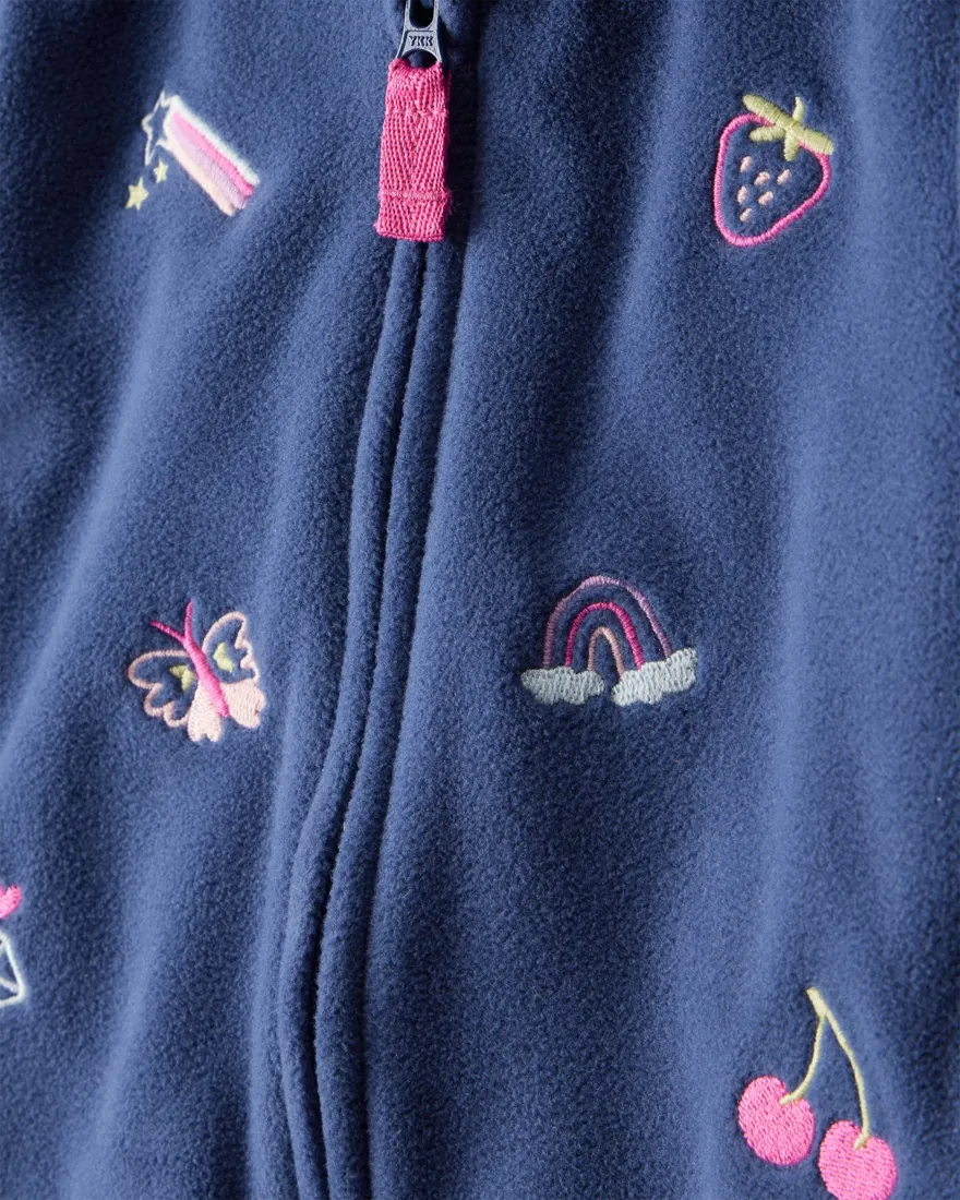 Outra vista de Conjunto longo bebê 3 peças em fleece poá - multicor