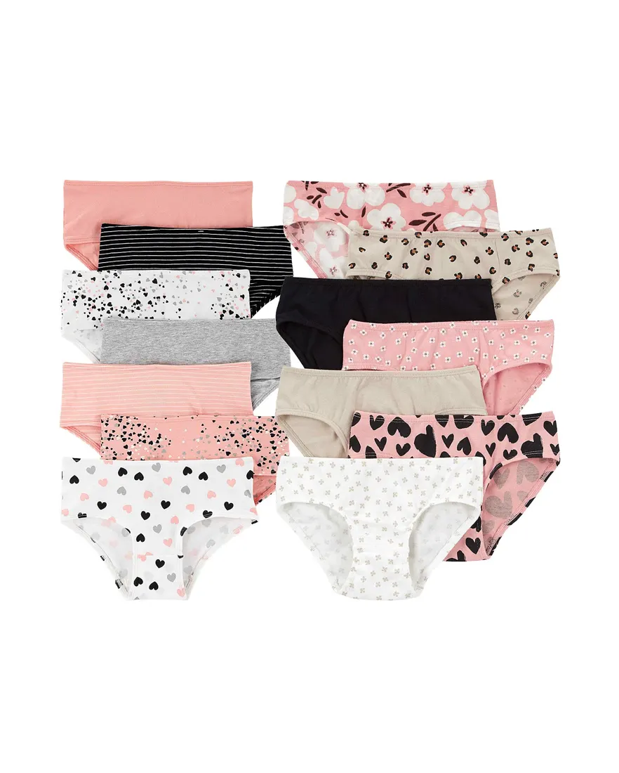 Kit calcinha infantil menina estampada 14 peças - Multicor