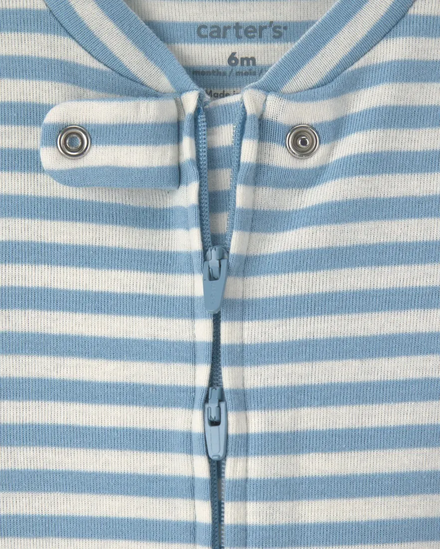 Outra vista de Kit macacão bebê 2 peças com pé estampado - Azul