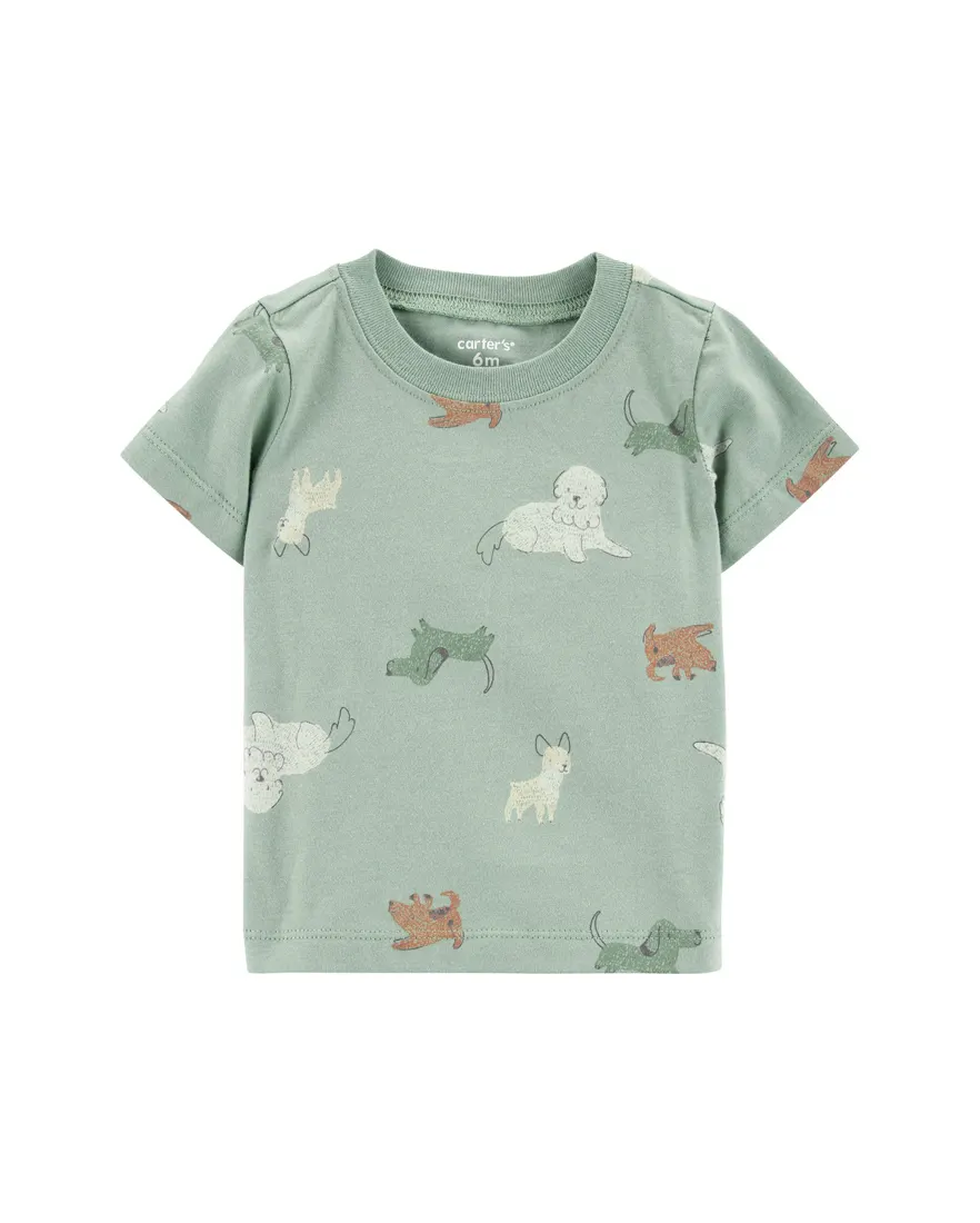 Outra vista de Jardineira bebê com bolso e camiseta bichinhos - multicor