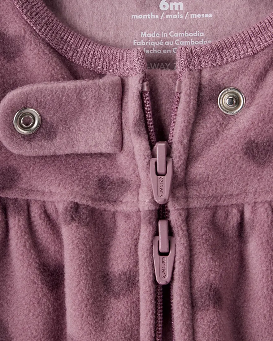 Outra vista de Macacão bebê em fleece coração - lilás