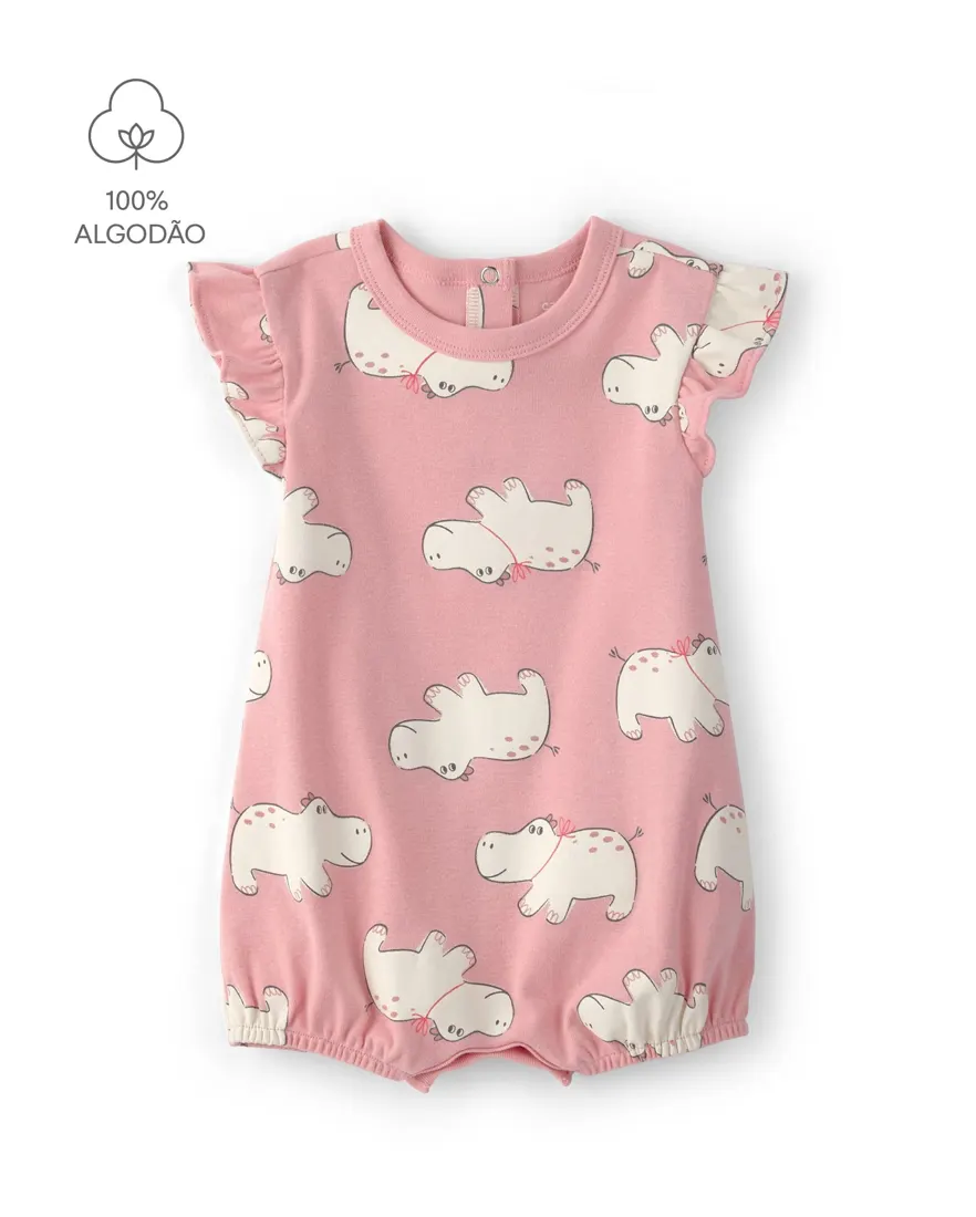 Macaquinho bebê estampado - Rosa