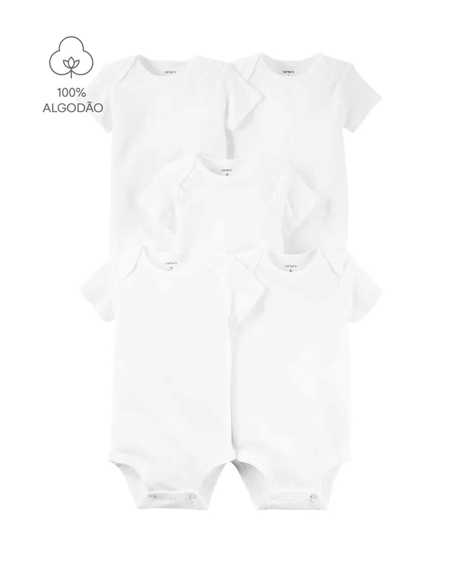 Kit body bebê 5 peças manga curta - branco