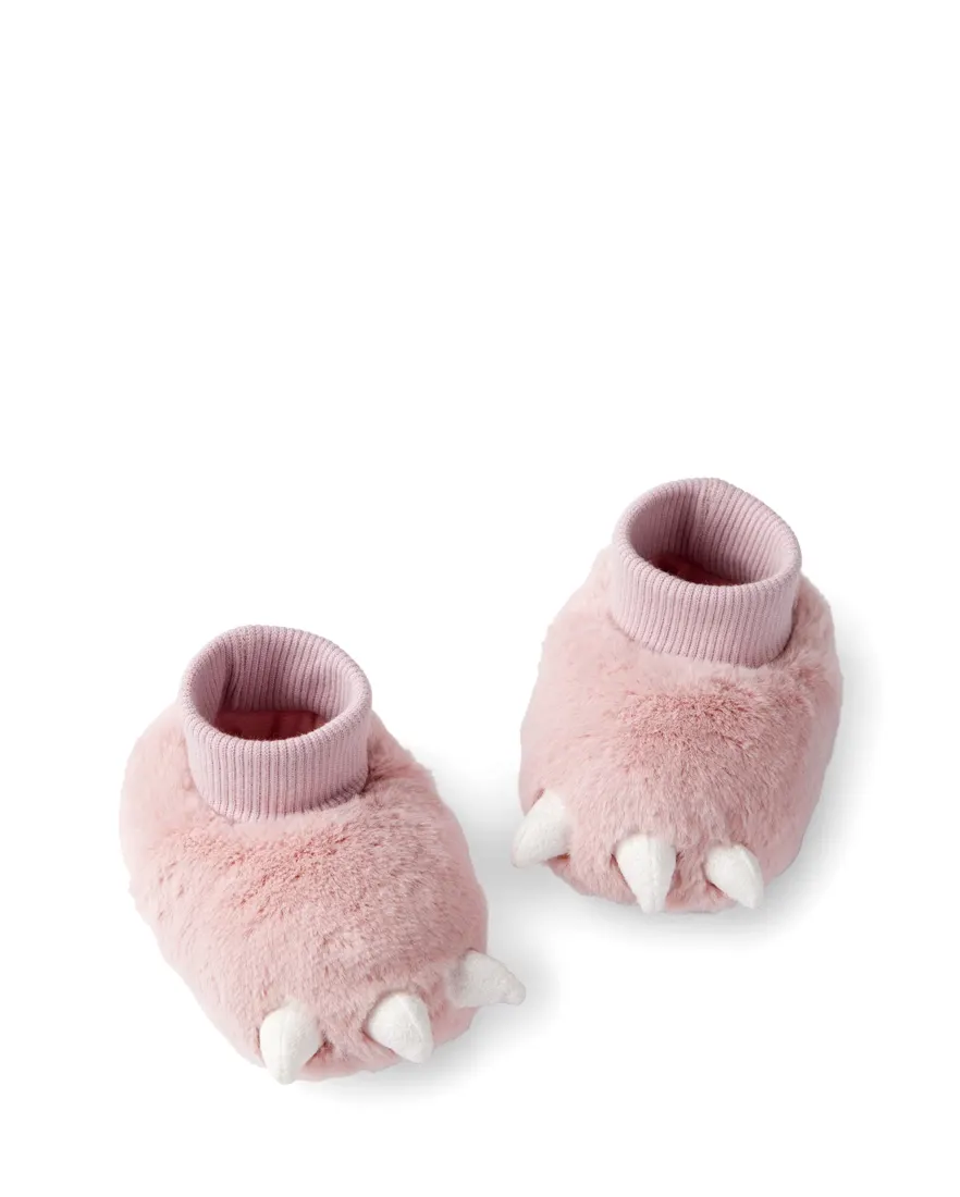 Pantufa bebê peluciada patinhas rosa