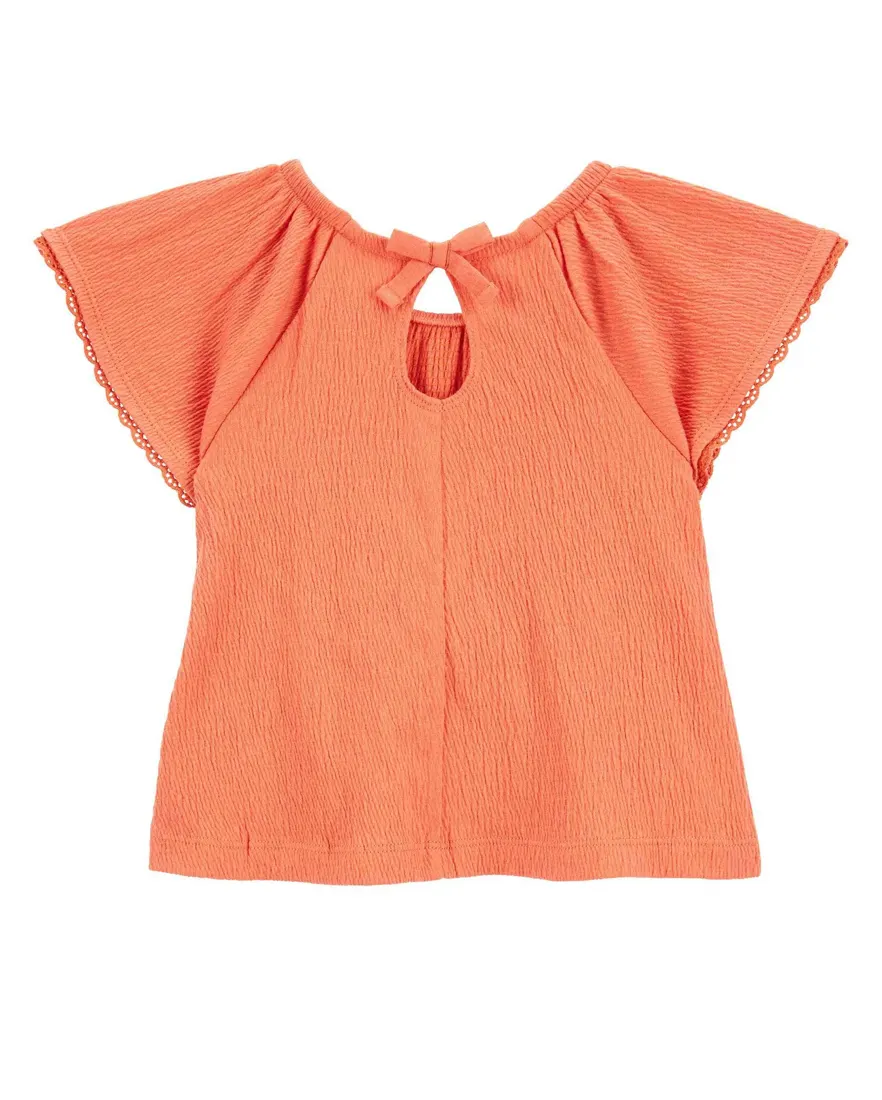 Outra vista de Blusa infantil manga curta com babado laranja