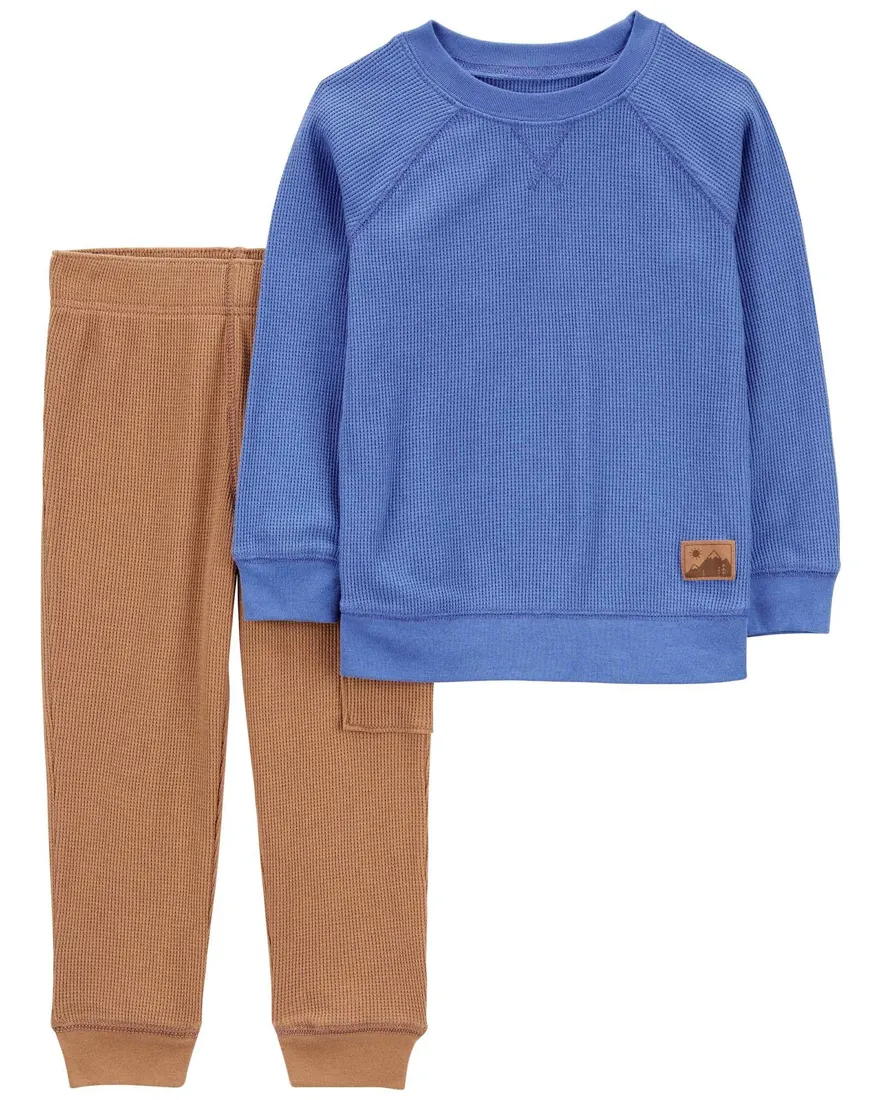 Conjunto longo de moletom infantil 2 peças texturizado multicor