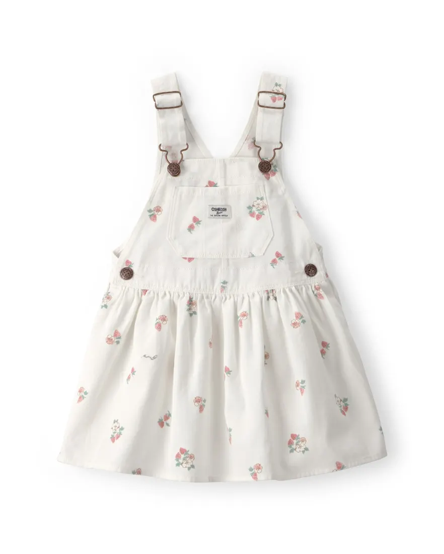 Salopete sarja infantil estampa floral - branca