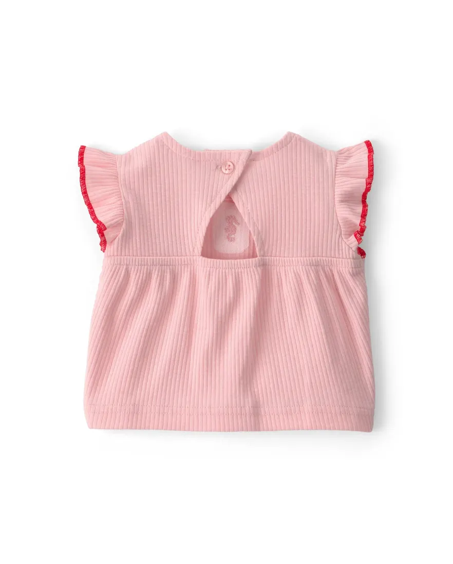 Outra vista de Conjunto curto bebê 3 peças bordado - Multicor