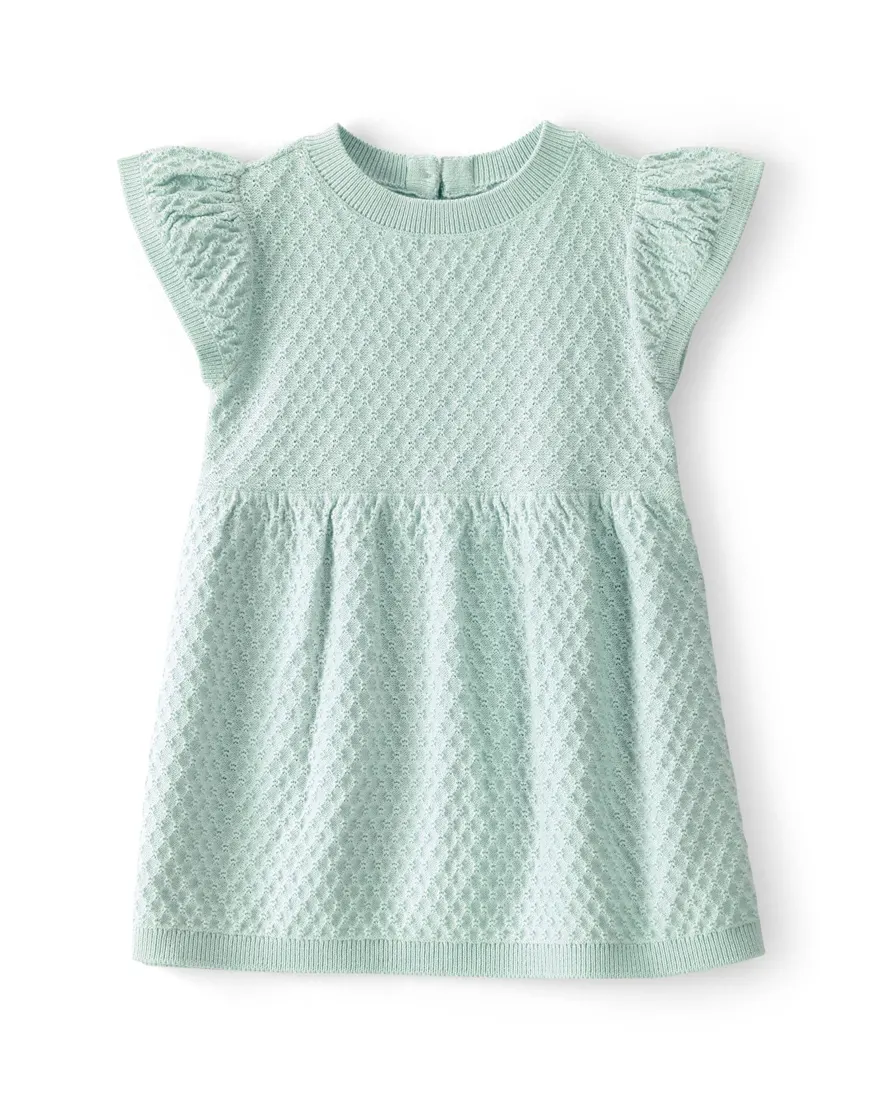 Vestido bebê em tricot texturizado com calcinha - Verde