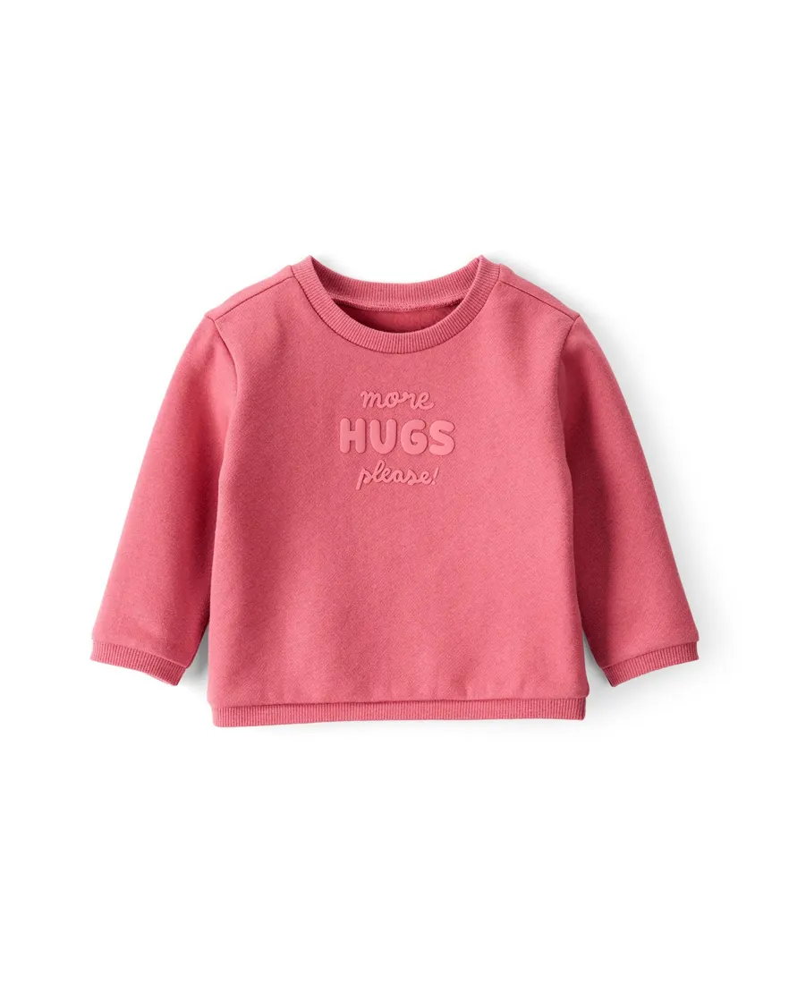 Blusa de moletom bebê more hugs please - rosa