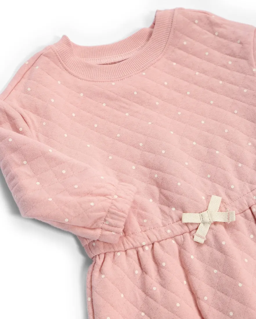 Outra vista de Macacão bebê matelassê poá - rosa