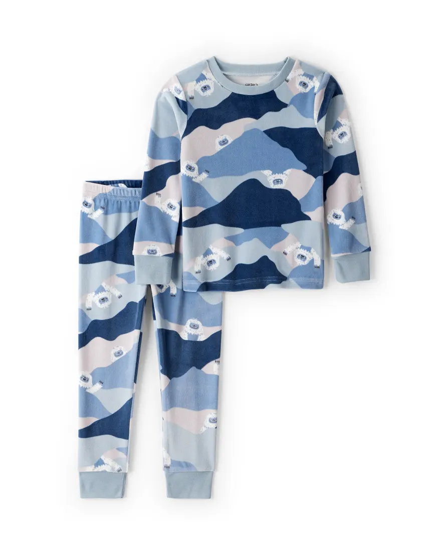 Pijama longo infantil 2 peças plush monstrinho da neve - multicor